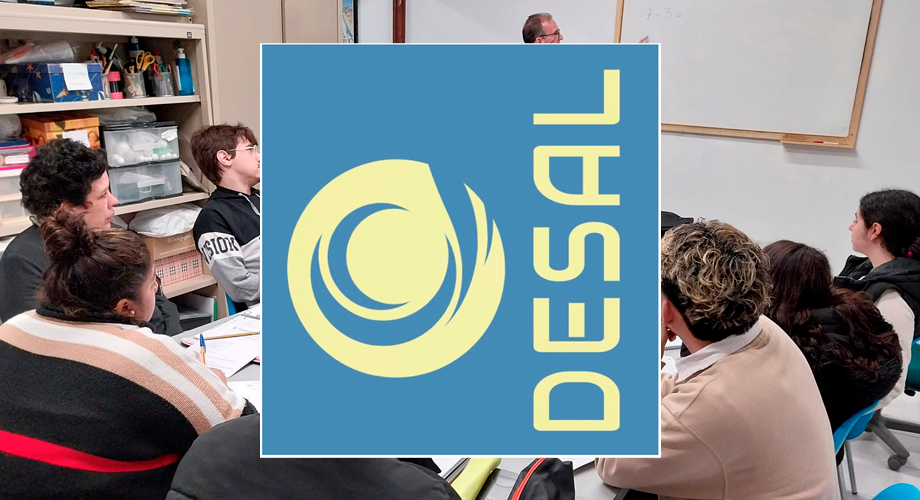 imagen de personas en un aula durante una sesión formativa, con el logotipo de DESAL en primer plano.