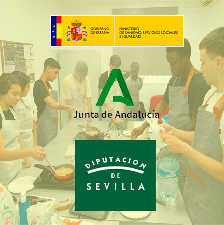 Logos gobierno de españa, junta de Andalucía, diputación de Sevilla.
